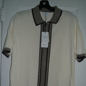 Reiss Roland Front Panel Striped Zip-Up Polo